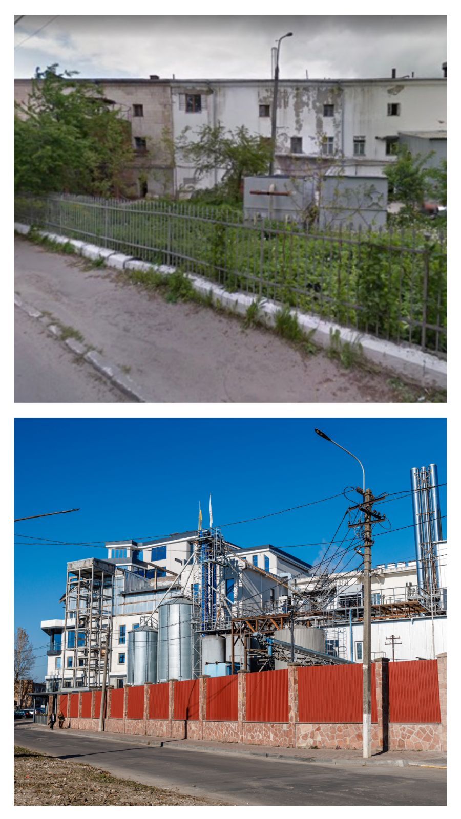 Фото пивзаводу та виробничі склади до та після реконструкції
