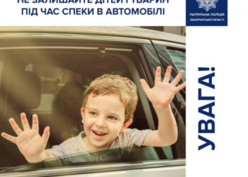 Патрульна поліція Закарпаття нагадує: не можна залишати в автомобілі дітей і тварин під час спеки