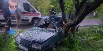 У Квасах на Рахівщині “дев'ятка” з'їхала в кювет і врізалась в дерево, травмувалася дитина (ФОТО)