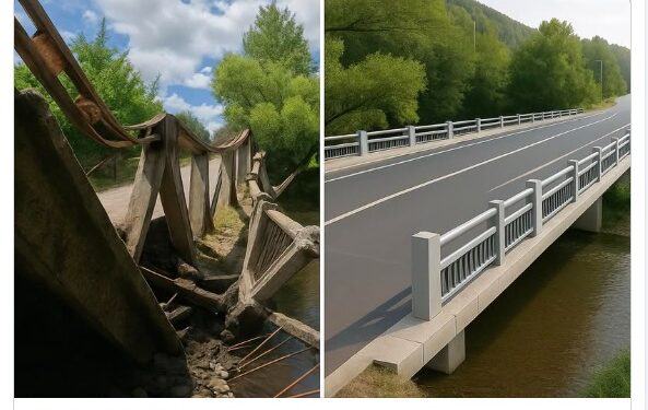“Вітряні парки” “відповідально” відбудують міст, “безвідповідально” обвалений вантажівками з щебенем для дороги, якою вони планують возити “ненормативні великогабаритні вантажі”