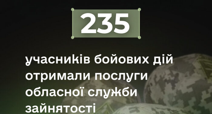 235 учасників бойових дій отримали послуги обласної служби зайнятості з початку року