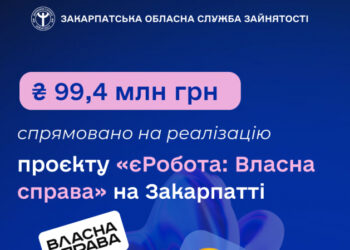 На Закарпатті на реалізацію проєкту «єРобота: Власна справа» спрямували 99,4 млн грн