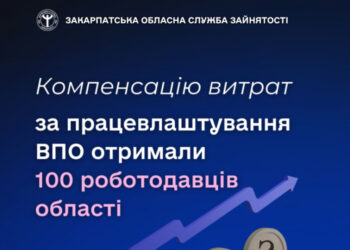 Компенсацію витрат за працевлаштування ВПО цьогоріч отримали вже 100 роботодавці Закарпатської області