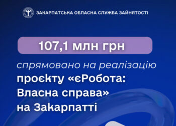 На Закарпатті на реалізацію проєкту «єРобота: Власна справа» спрямовано 107,1 млн грн