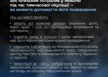 Офіс Омбудсмана: інформація для рідних цивільних осіб, яких незаконно утримують у неволі внаслідок збройної агресії РФ