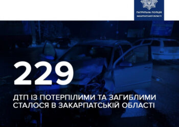 Від початку року закарпатські поліцейські Закарпатської області зафіксували 229 ДТП із потерпілими та загиблими