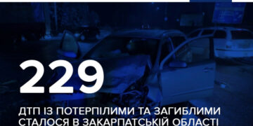 Від початку року закарпатські поліцейські Закарпатської області зафіксували 229 ДТП із потерпілими та загиблими