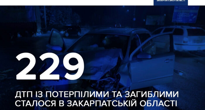 Від початку року закарпатські поліцейські Закарпатської області зафіксували 229 ДТП із потерпілими та загиблими