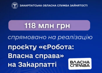 На Закарпатті на реалізацію проєкту «єРобота: Власна справа» спрямовано 118 млн грн