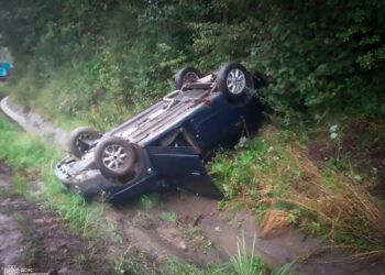 Поблизу Нижніх Воріт легковик злетів з дороги та опинився на даху (ФОТО)