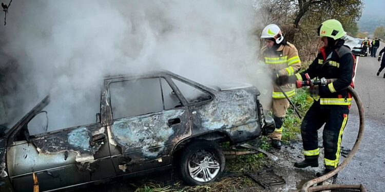 На Мукачівщині під час руху загорівся легковик (ФОТО)