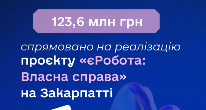 На Закарпатті на реалізацію проєкту «єРобота: Власна справа» спрямували 123,6 млн грн
