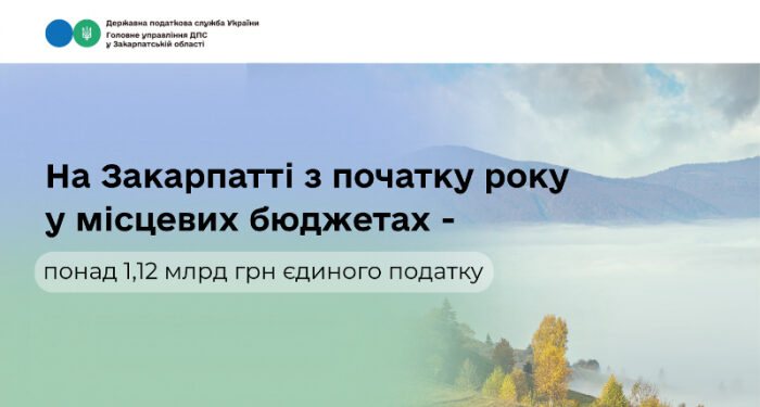 На Закарпатті з початку року у місцевих бюджетах – понад 1,12 млрд грн єдиного податку