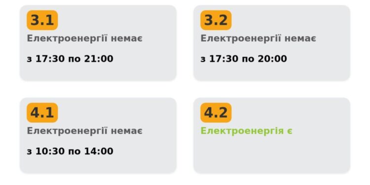 Економіка: 26 листопада лише дві підгрупи споживачів Львівщини матимуть електроенергію впродовж всієї доби