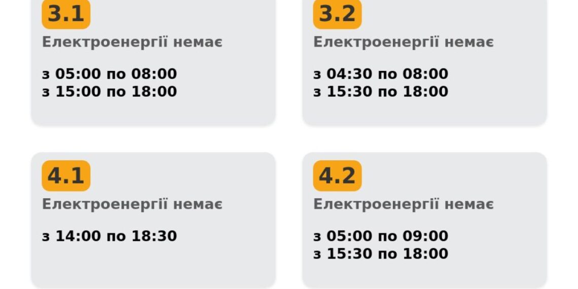 Економіка: Усім групам споживачів Львівщини завтра відключатимуть світло, окремим – двічі. Графік