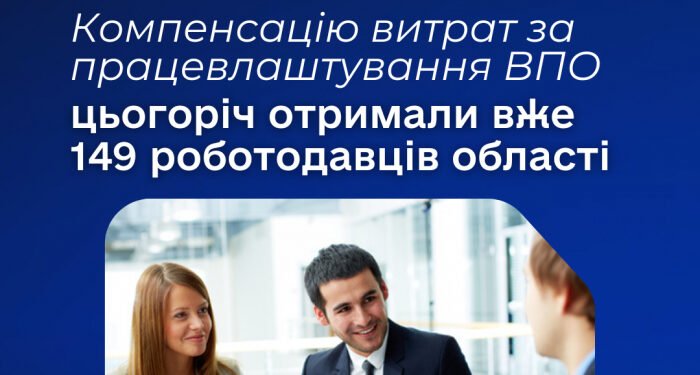 Компенсацію витрат за працевлаштування ВПО цьогоріч отримали вже 149 роботодавців області