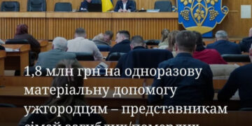 Ужгородська міськрада спрямувала 1,8 млн грн підтримки сім’ям загиблих Захисників