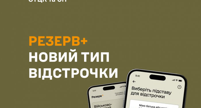 Міноборони розширило список відстрочок, які можна оформити онлайн у застосунку Резерв+